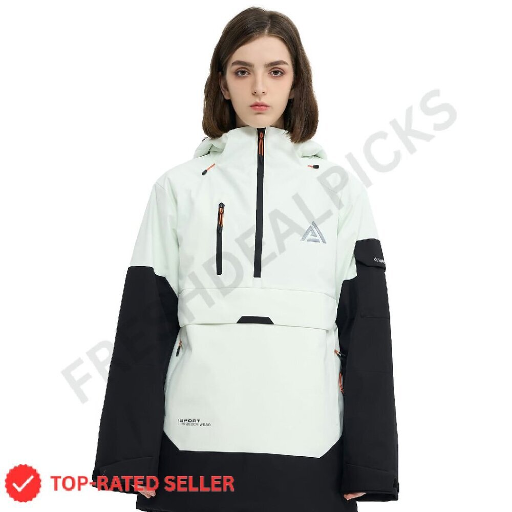 Ski Snowboard Anorak Pullover Hooded Insulated Waterproof Warm Jacket Oversized